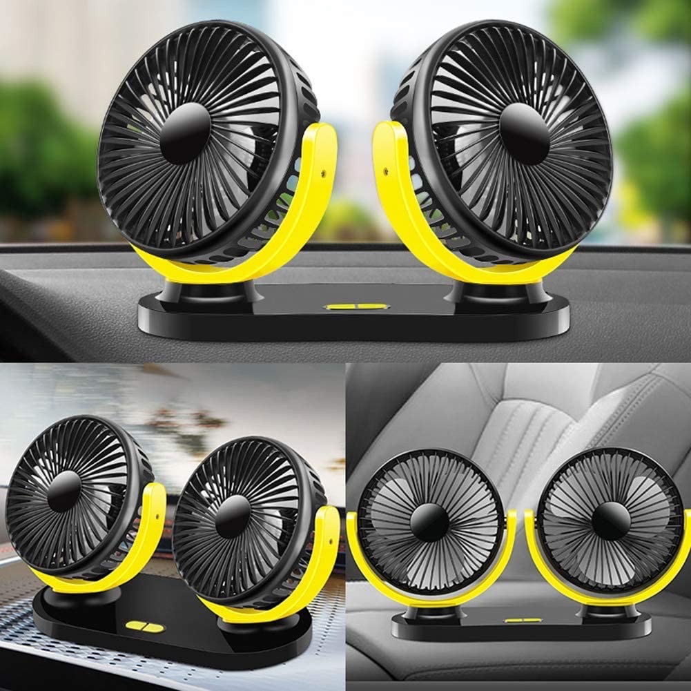 Quạt cặp 24cm để xe hơi / để bàn 10w SuiTu 8037 đôi size to siêu mạnh mát đa hướng nguồn usb cho ô tô [BH 1 tháng]