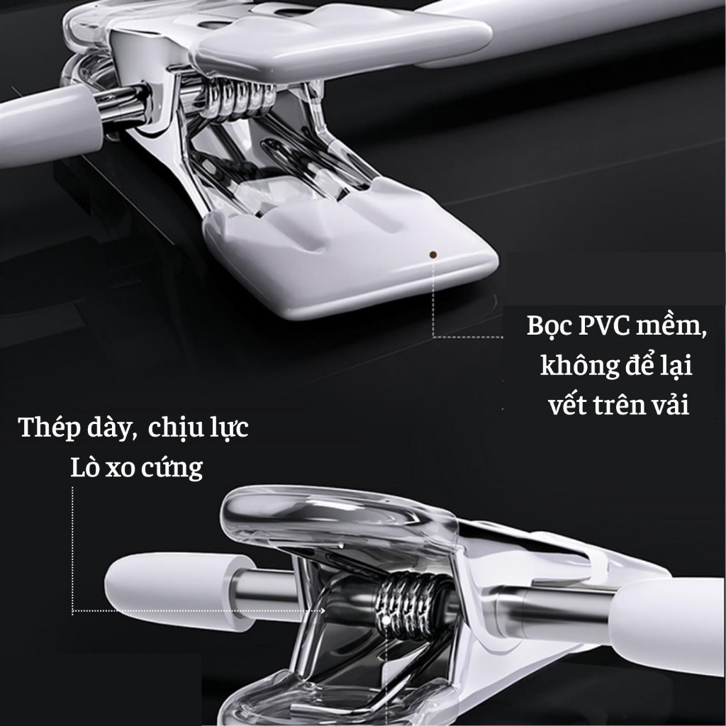 Set 10 Móc quần áo thế hệ mới M2024 chống trượt ko để lại vết hằn lên quần áo (2 đầu có 2 kẹp)- MÀU NGẪU NHIÊN[BH: NONE]