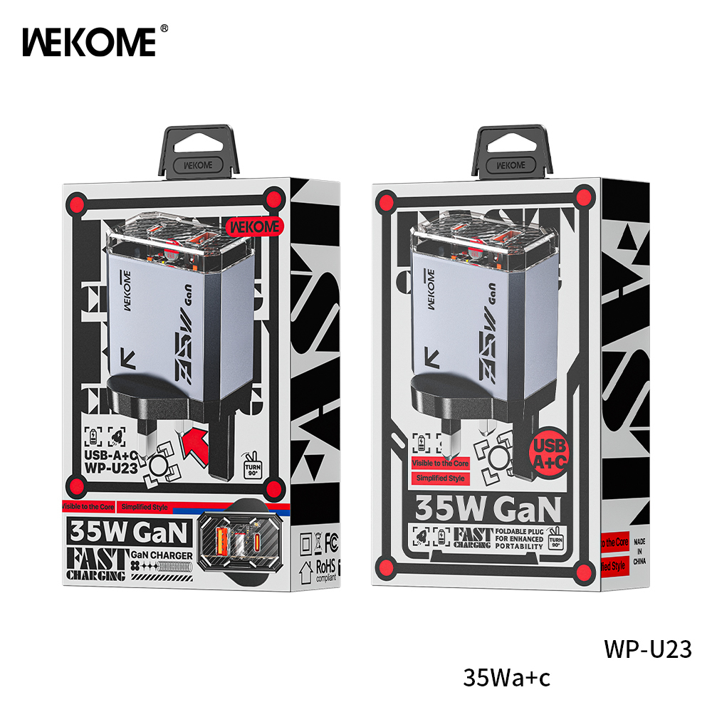 Cóc sạc nhanh 35W Wekome WP-U23 CN 2 cổng (1 cổng USB QC3.0 + 1 cổng Type C PD35W) chính hãng [BH: 1 NĂM]