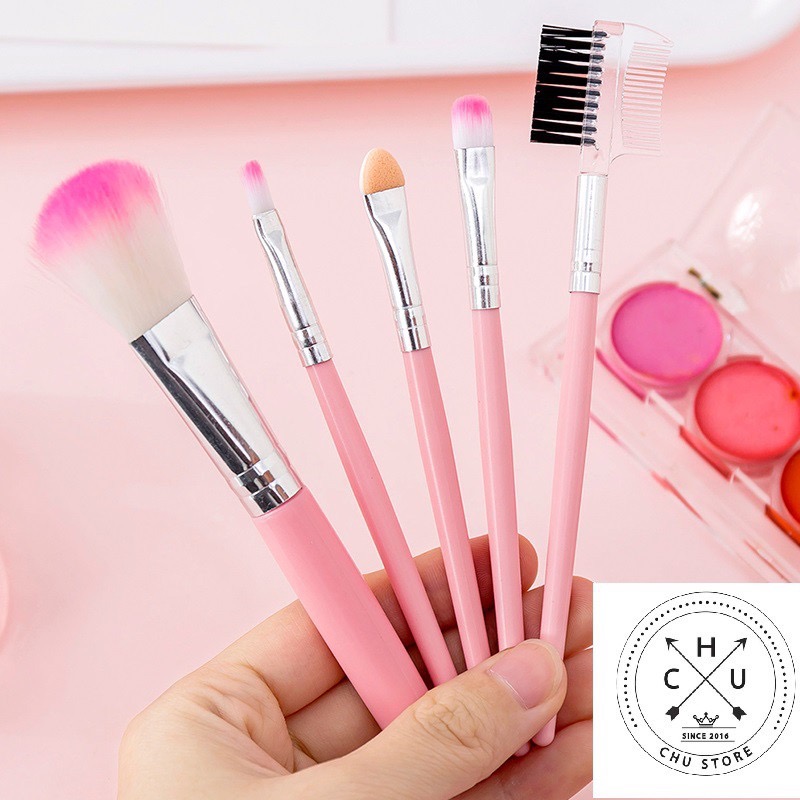 Bộ cọ trang điểm set 5 món mini tiện lợi bỏ túi
