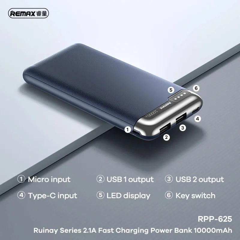 Pin sạc dự phòng Remax RPP-625 10.000mAh chính hãng [BH: 1 năm]