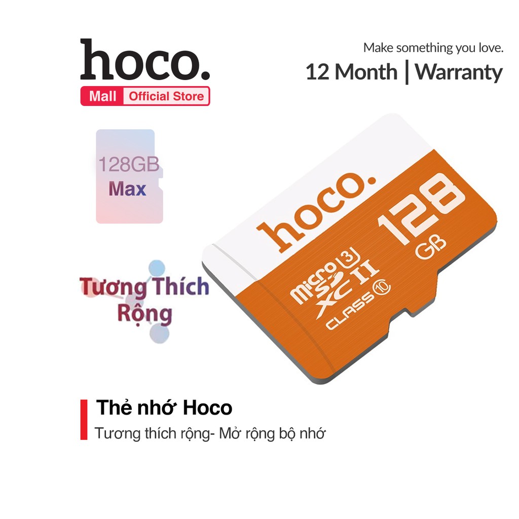Thẻ nhớ Micro SD Hoco 128Gb 100Mb/s chính hãng full box [BH 1 năm] / pktn sale