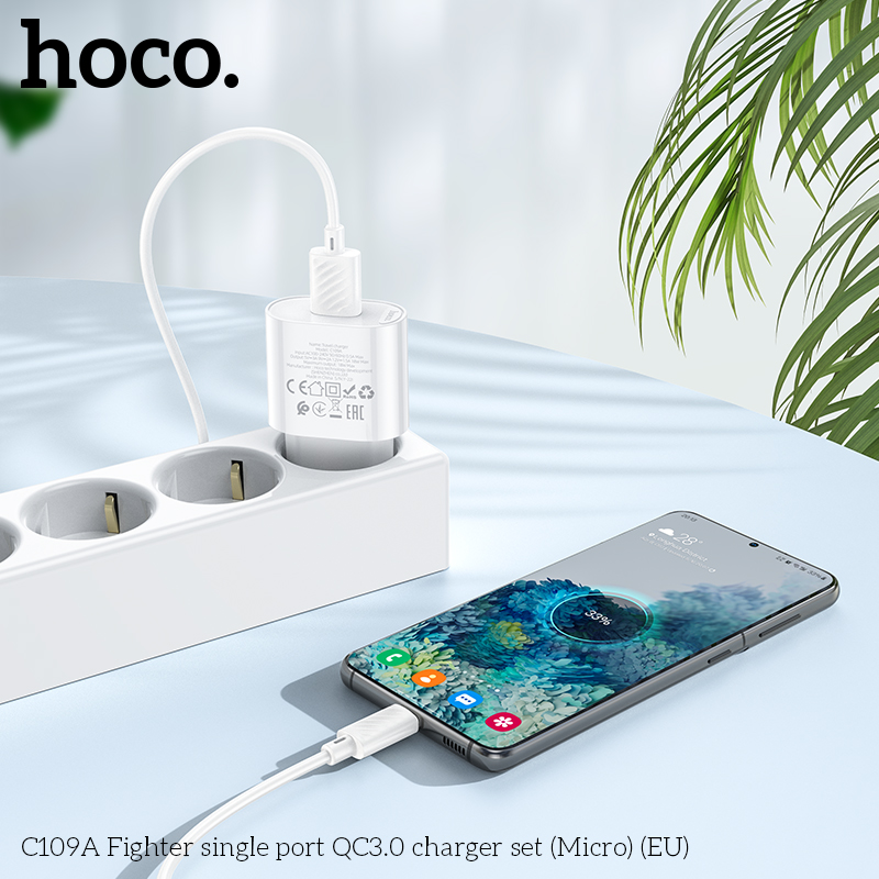Bộ sạc nhanh 18w HOCO C109A (cáp usb ra micro samsung) QC3.0 chính hãng [BH 1 năm]