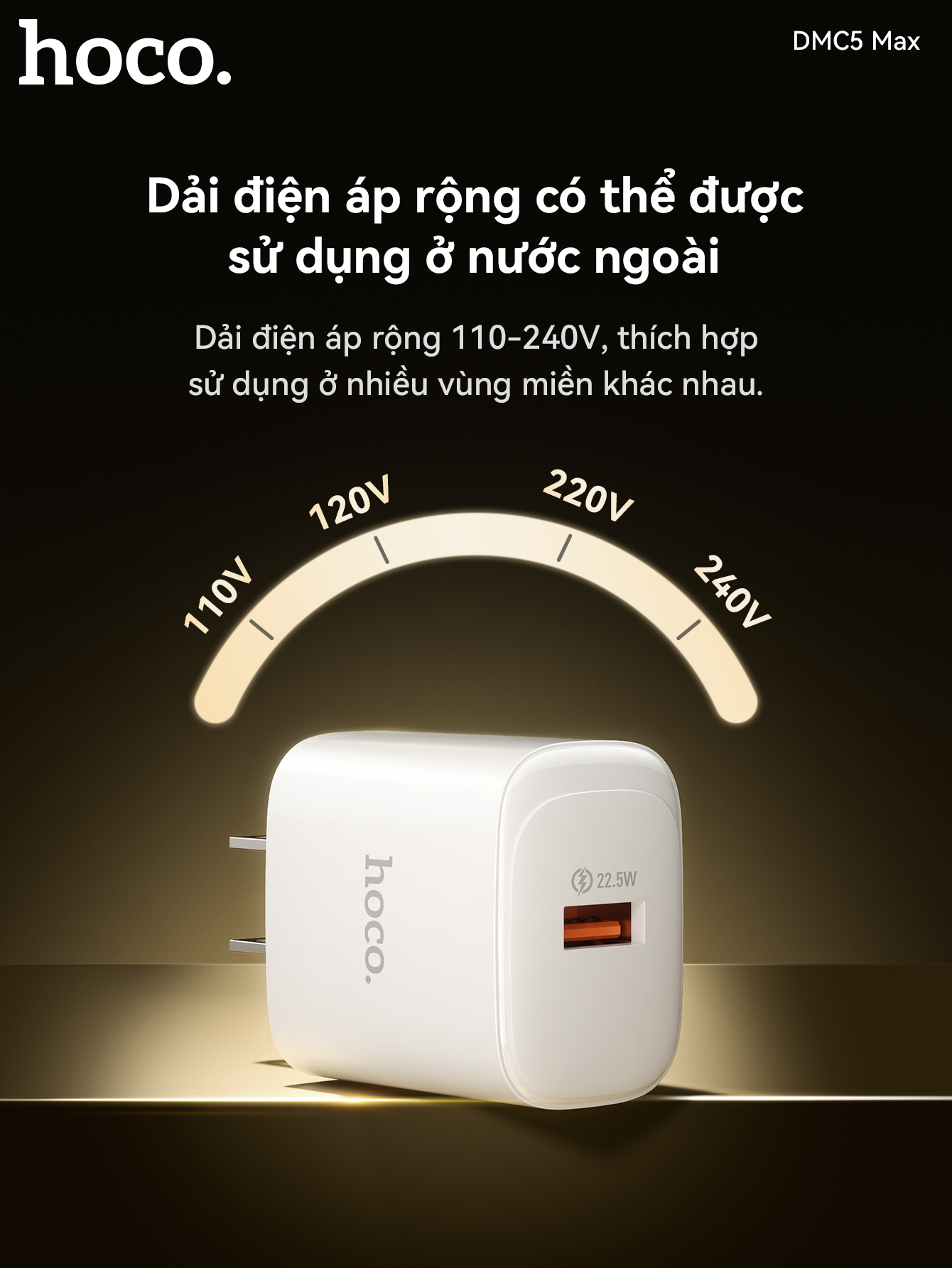 Bộ sạc nhanh 22.5w HOCO DMC5 Max cáp USB ra Samsung Micro chính hãng [BH 1 năm]