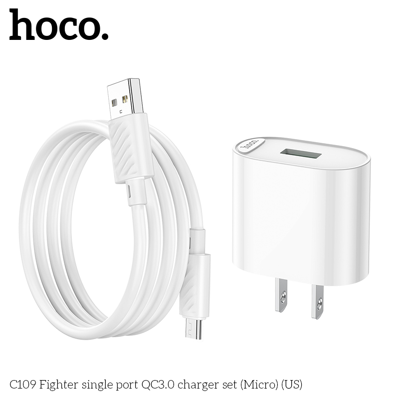 Bộ sạc nhanh 18w HOCO C109 (cáp usb ra micro samsung) QC3.0 chính hãng [BH 1 năm]