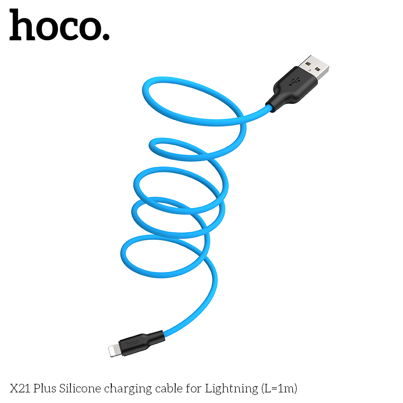 CÁP SẠC NHANH 3.0A HOCO X21 PLUS USB RA IPHONE DÂY SILICON CHỐNG CHÁY DÀI 1M CHÍNH HÃNG [BH: 1 NĂM]