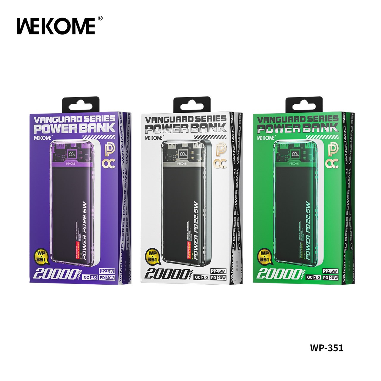 Sạc dự phòng trong suốt WEKOME WP-351 20000mAh 22.5W chính hãng  [BH 1 NĂM]