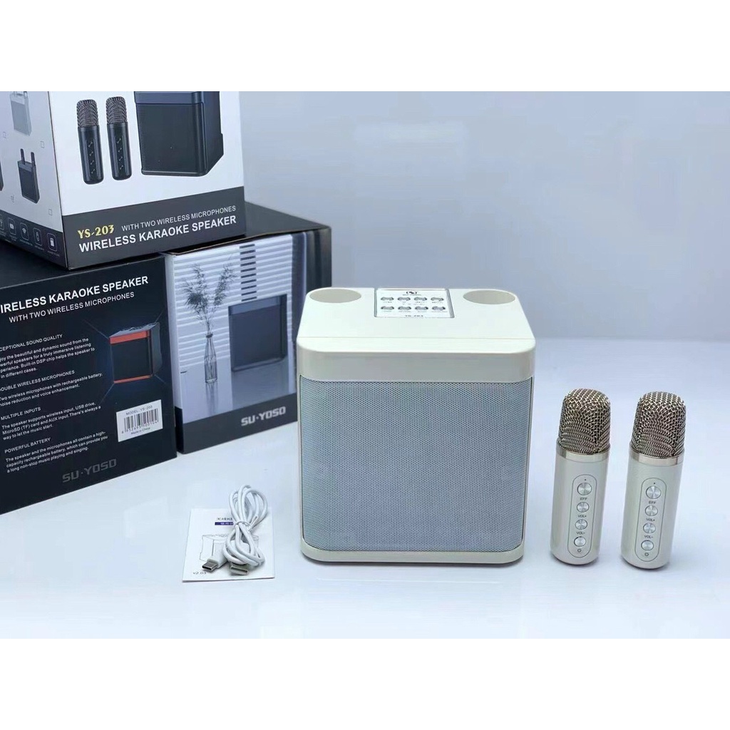 Loa bluetooth Karaoke SU-YOSD YS-203 kèm 2 mic không dây [BH 6 tháng]