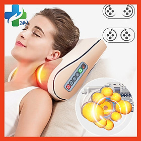 Gối 20 bi 6 chức năng massage hồng ngoại cổ vai gáy dùng ở nhà hoặc trên xe hơi / ô tô [BH 1 tháng]