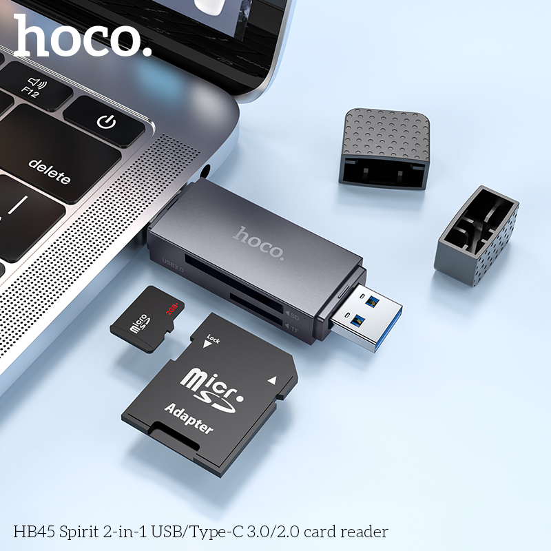 Đầu đọc thẻ nhớ HOCO HB45 2 trong 1 USB/TYPE-C (USB 2.0) chính hãng [BH 1 năm]