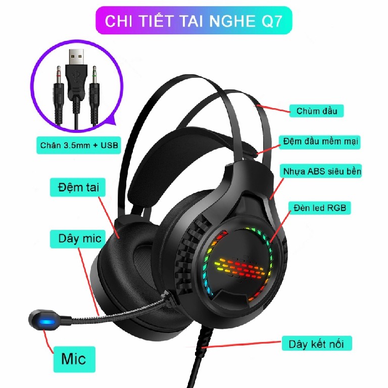 Tai nghe có dây chụp tai gaming DEIOG E8150 âm thanh vòm 3D mic chống ồn led RGB chính hãng [bh 1 Năm]