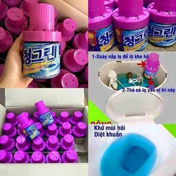 Lọ / cốc thả tẩy xanh diệt khuẩn và làm thơm bồn cầu hương ngàn hoa anh đào KOREA Hàn Quốc 180g