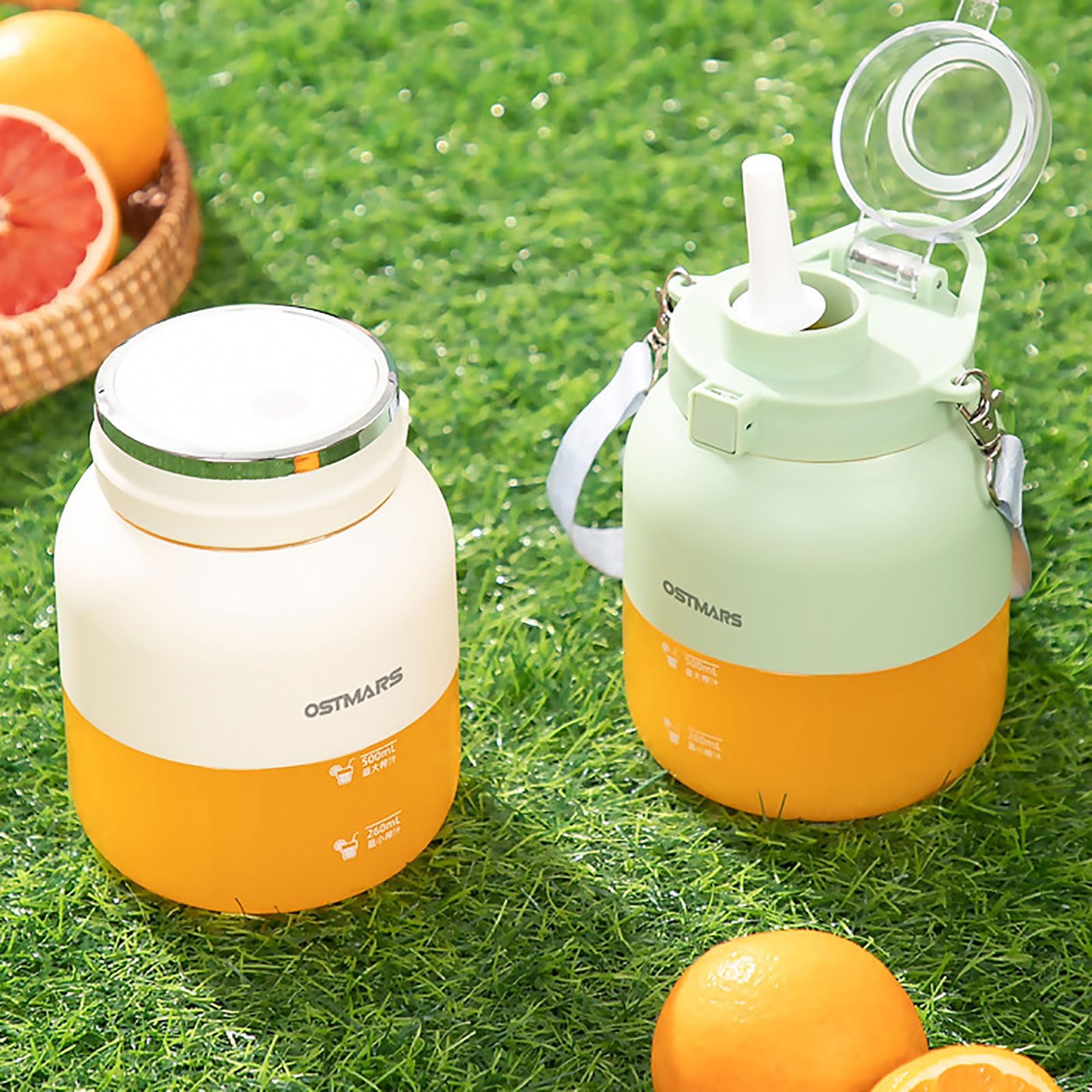 Máy xay sinh tố cầm tay OSTMARS 2in1 kiêm bình đựng nước có ống hút [BH: 1 Tuần]