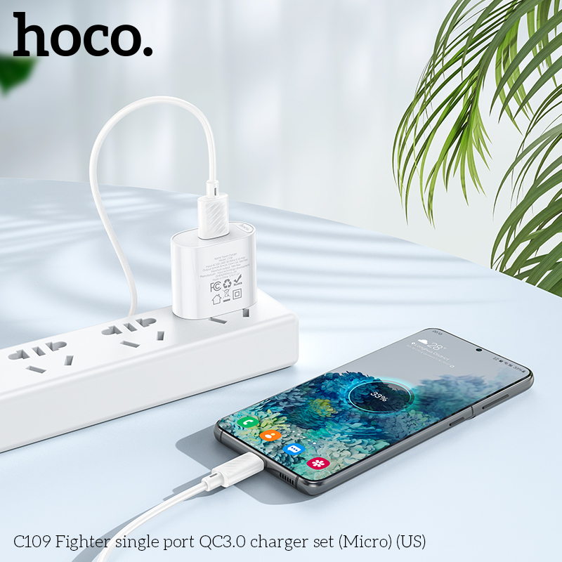 Bộ sạc nhanh 18w HOCO C109 (cáp usb ra micro samsung) QC3.0 chính hãng [BH 1 năm]