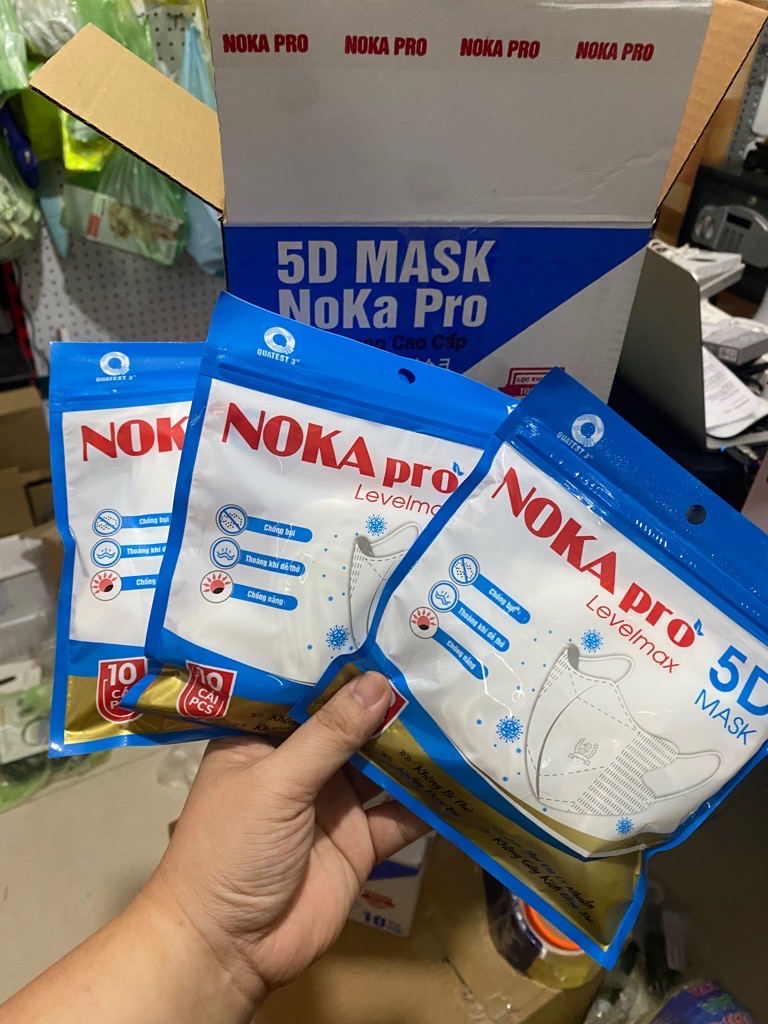 Thùng 100 cái khẩu trang NOKA PRO 5D MAX [thùng10 bịch, mỗi bịch 10 cái]