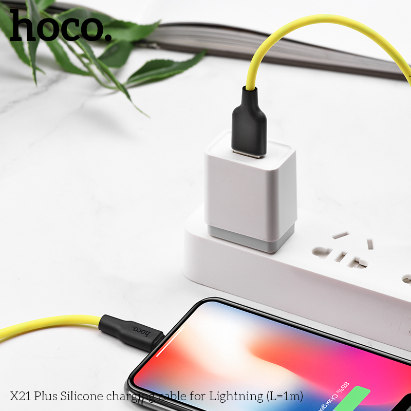 CÁP SẠC NHANH 3.0A HOCO X21 PLUS USB RA IPHONE DÂY SILICON CHỐNG CHÁY DÀI 1M CHÍNH HÃNG [BH: 1 NĂM]