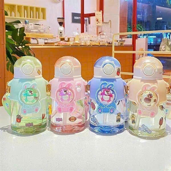 Bình nước gấu có ống hút cho bé siêu cưng HAPPY