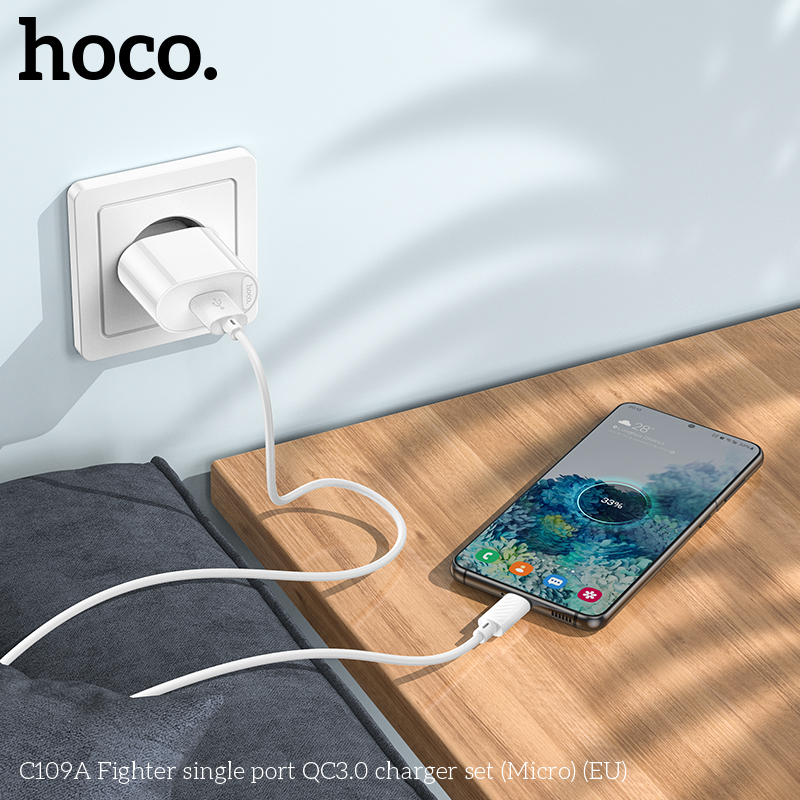 Bộ sạc nhanh 18w HOCO C109A (cáp usb ra micro samsung) QC3.0 chính hãng [BH 1 năm]