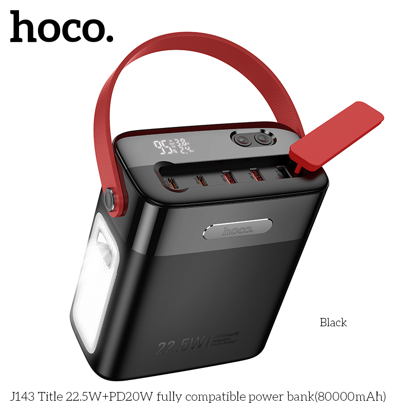 Pin sạc nhanh 22.5w+PD20W HOCO J143 80.000mAh dự phòng kiêm đèn pin phát sáng chính hãng [BH 1 Năm]