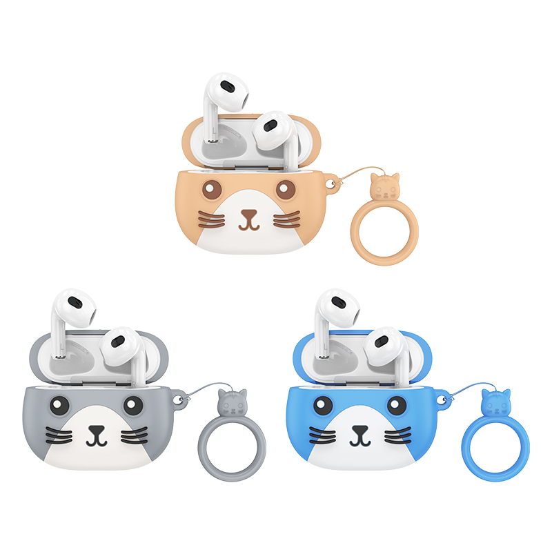 Tai nghe bluetooth HOCO EW46 True wirless V5.3 kiểu dáng Airpods PRO3 kèm bóp đựng hình thú chính hãng [BH 1 năm]