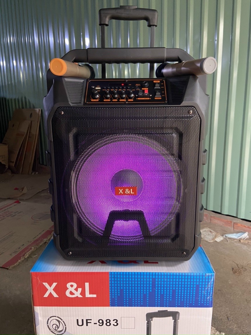 Loa kéo di động UF983 3 tấc 2 micro không dây karaoke [BH: 6 tháng]