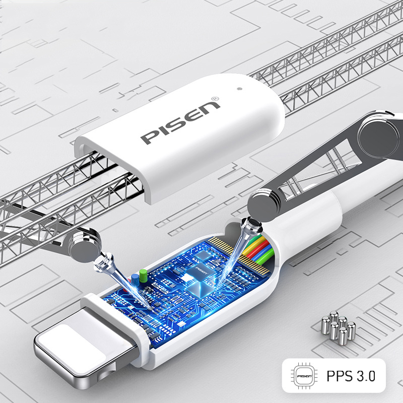 Bộ sạc nhanh 20w PISEN TS-C135 c-l (cóc 1 cổng type c, cáp type c ra iphone lightning) chính hãng [BH 1 năm]