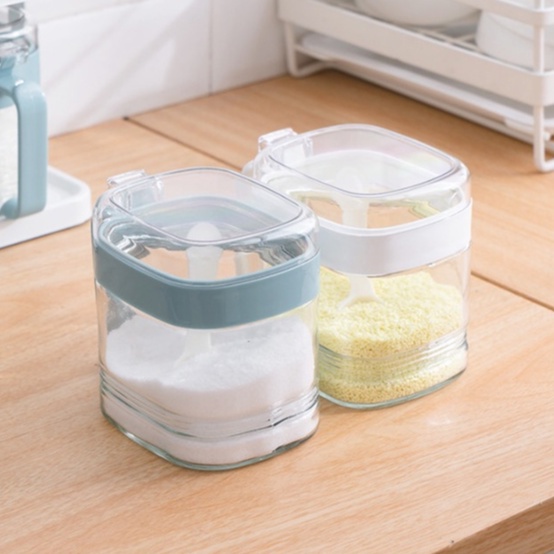 Bộ 2 Lọ Gia Vị HKR-2935 Nhựa nguyên kèm muỗng, có khay đựng