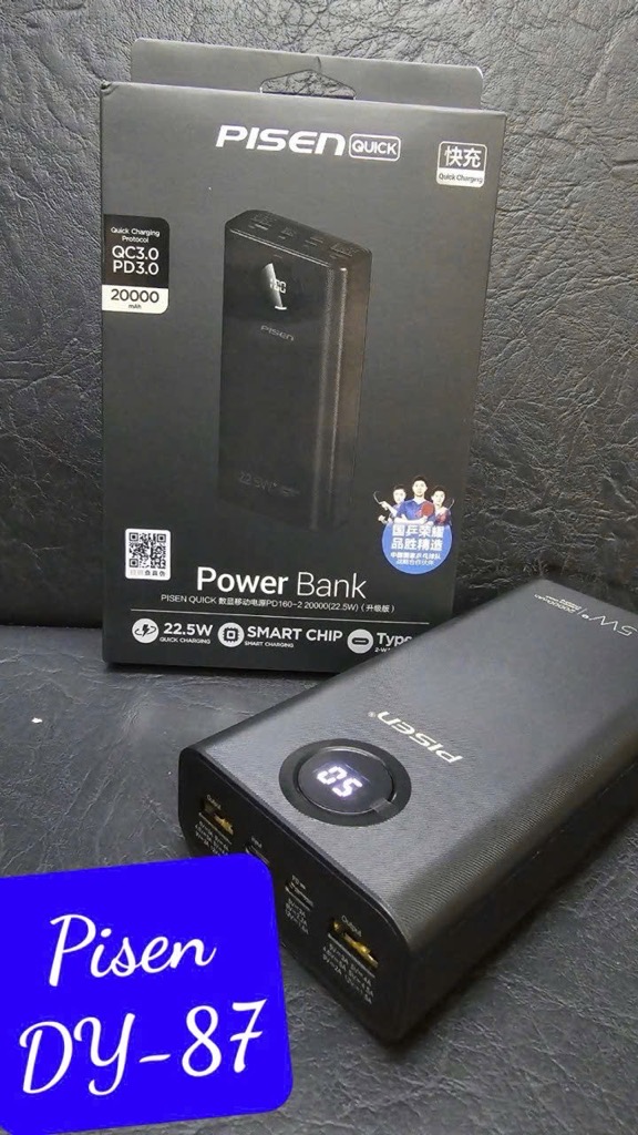 Pin sạc nhanh 22.5W Pisen DY-87, dung lượng 20.000mAh, có màn hình hiển thị % pin [BH: 1 NĂM]