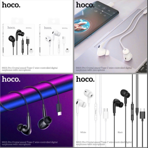 Tai nghe có dây TYPE C HOCO M101 PRO (Type C) mẫu PRO có nút cao su siêu hay