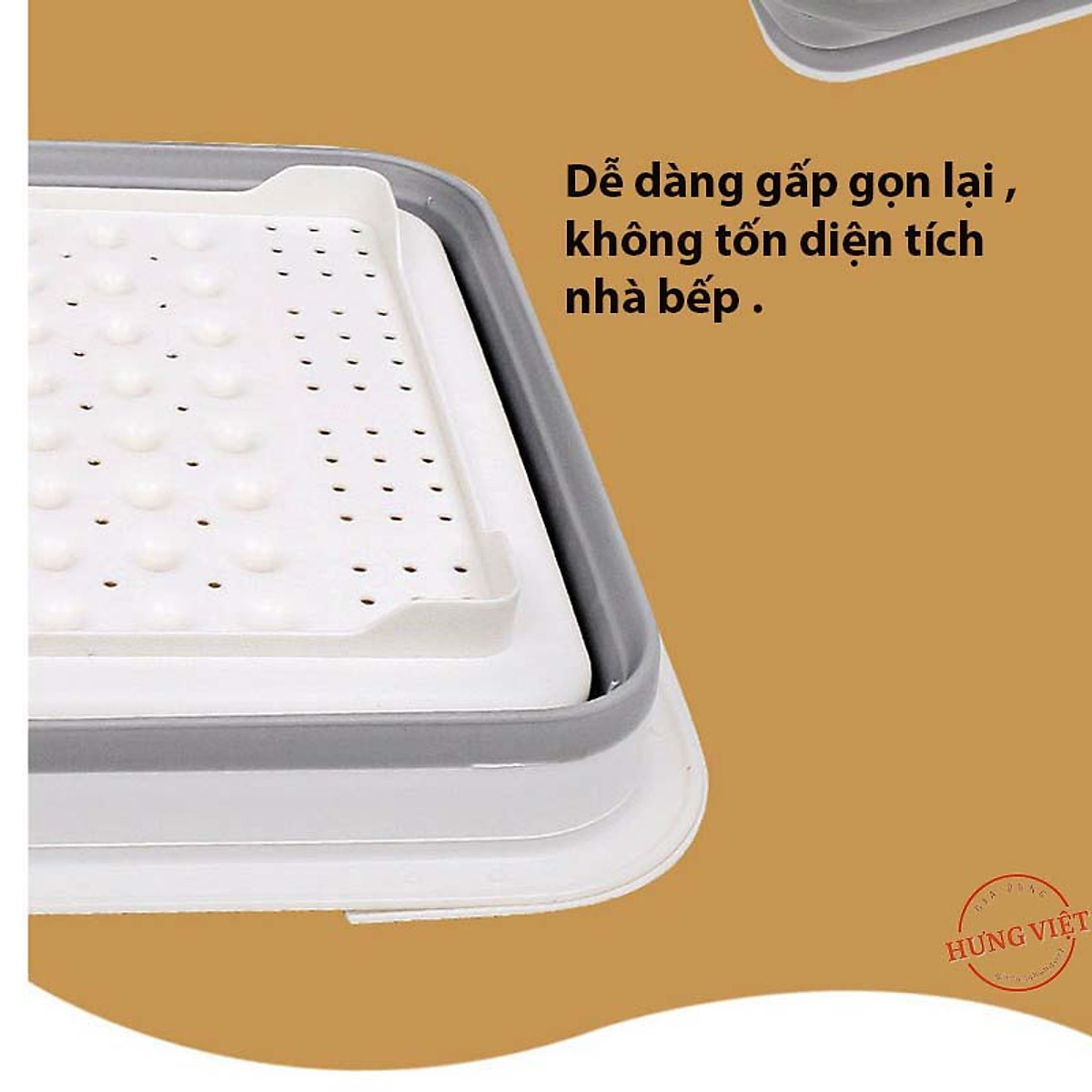 Giá úp chén kiêm rổ gấp gọn thông minh nhà bếp