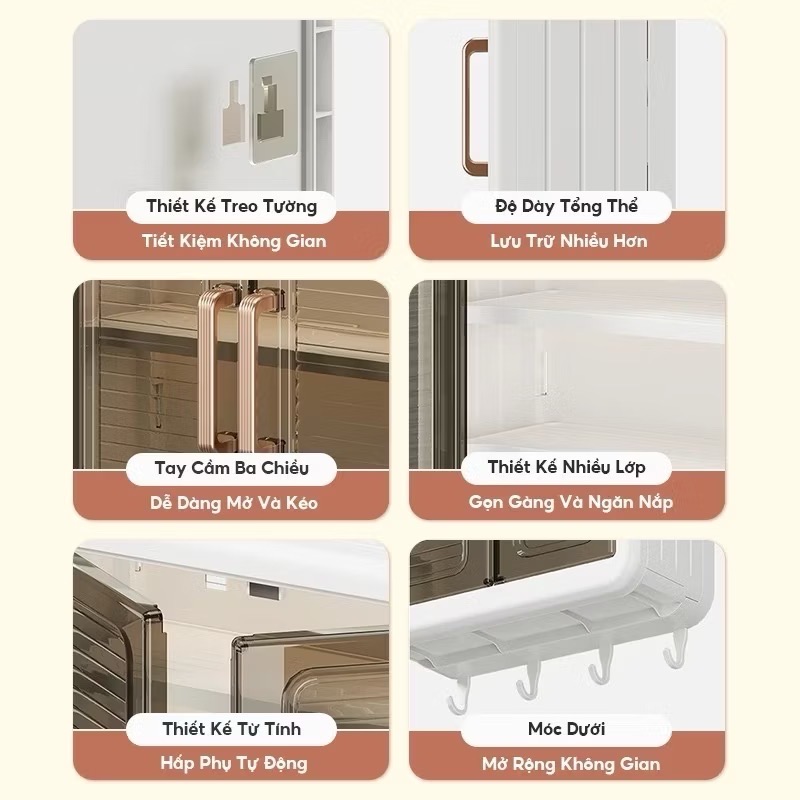 Tủ đựng mỹ phẩm, tủ đựng đồ đa năng 3 tầng dán tường kèm 4  móc treo khăn, chìa khóa, bông tắm v.v [BH: NONE]