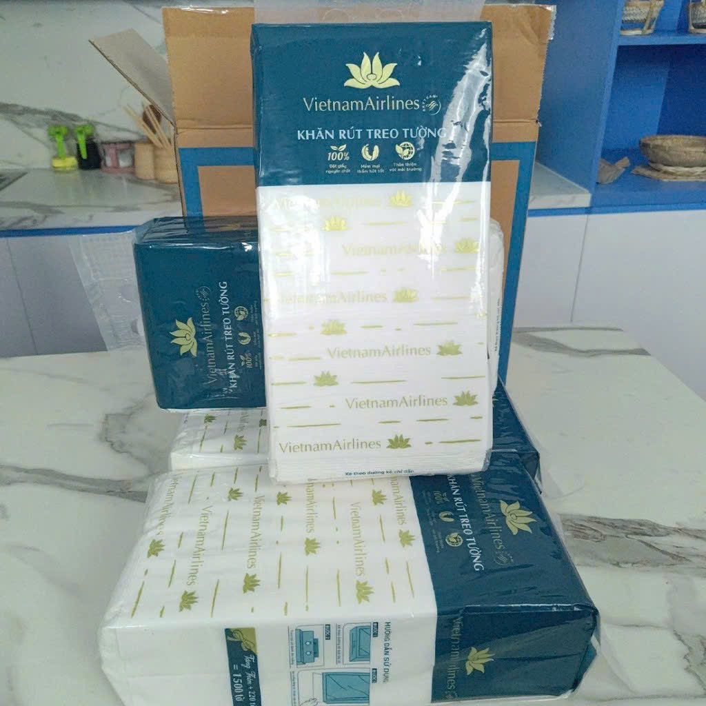 Khăn giấy vệ sinh rút treo tường đa năng VN Airline (giá bán là 1 gói, thùng nguyên 4 gói)