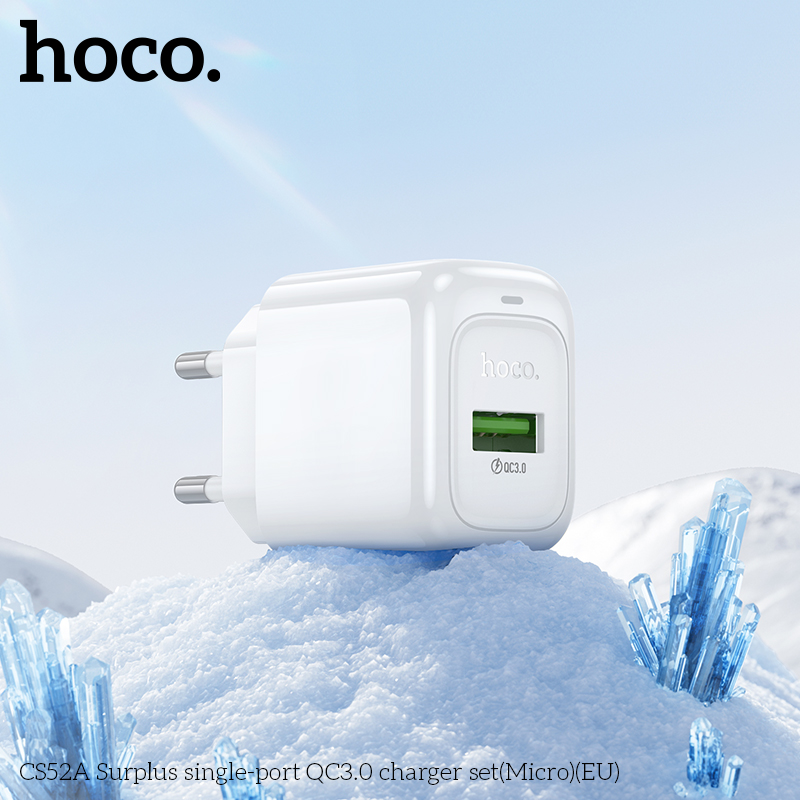 Bộ sạc nhanh 18W HOCO CS52A cáp USB ra Samsung Micro (EU) chính hãng [BH 1 Năm]