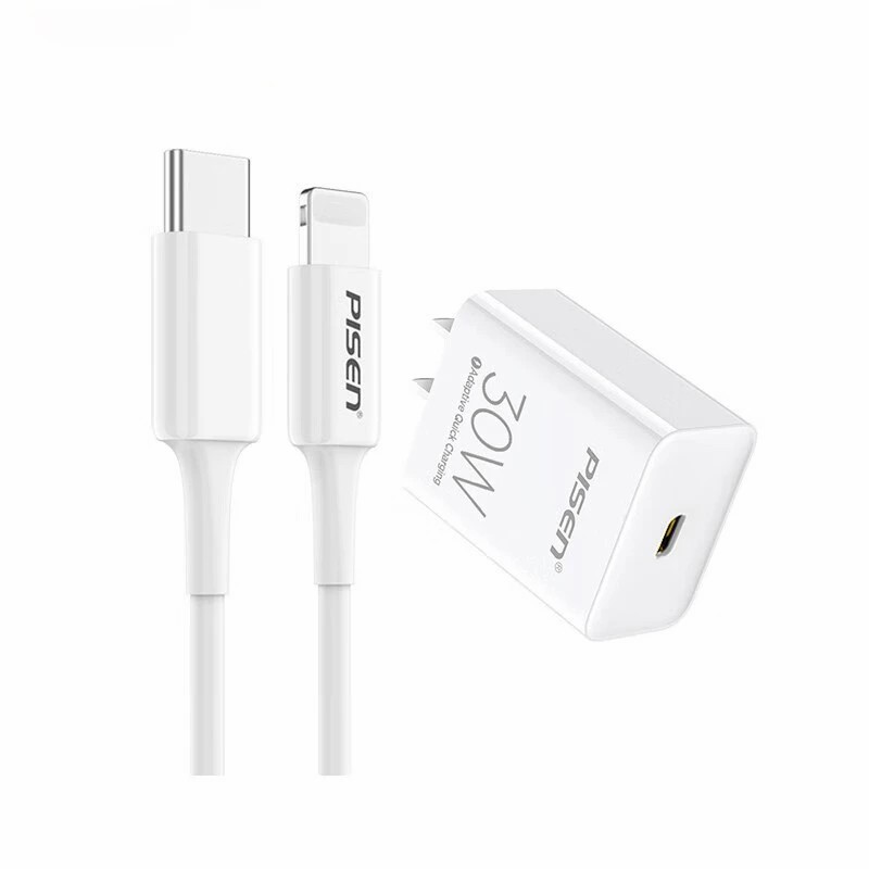 Bộ sạc nhanh 30w CHÂN GẬP PISEN TS-C160 / C179 (c-l) kèm cáp pd type c ra iphone lightning 20w chính hãng [BH 6 tháng]