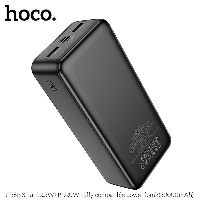 Pin sạc nhanh 22.5w HOCO J136B 30.000mAh dự phòng màn hình LED chính hãng [BH 1 Năm]