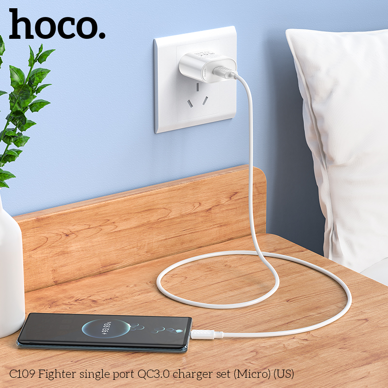 Bộ sạc nhanh 18w HOCO C109 (cáp usb ra micro samsung) QC3.0 chính hãng [BH 1 năm]