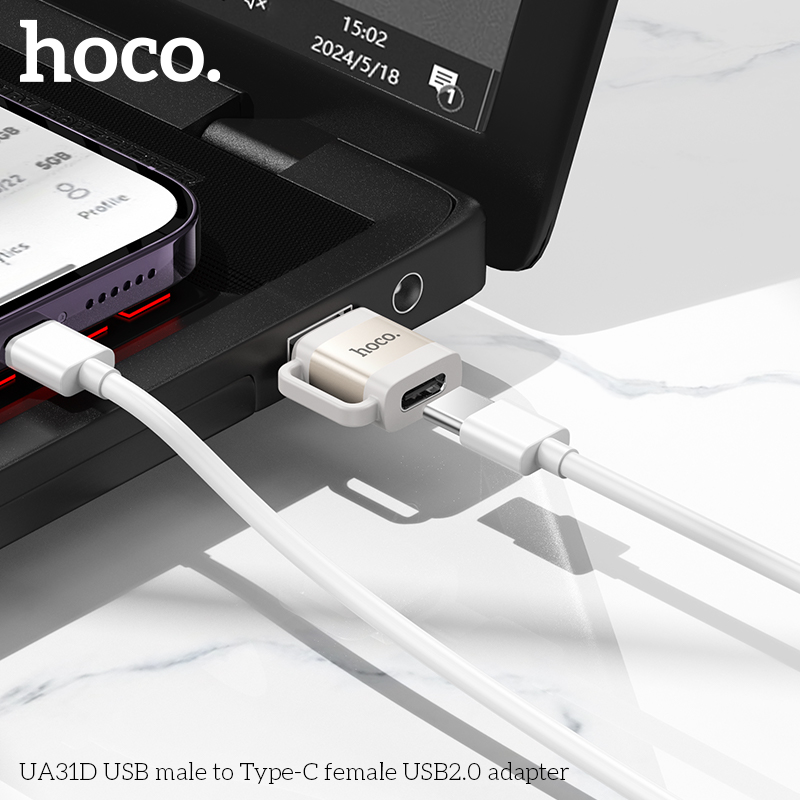 Jack chuyển đổi USB sang Type-C USB 2.0 Hoco UA31D chính hãng [BH: 1 NĂM]