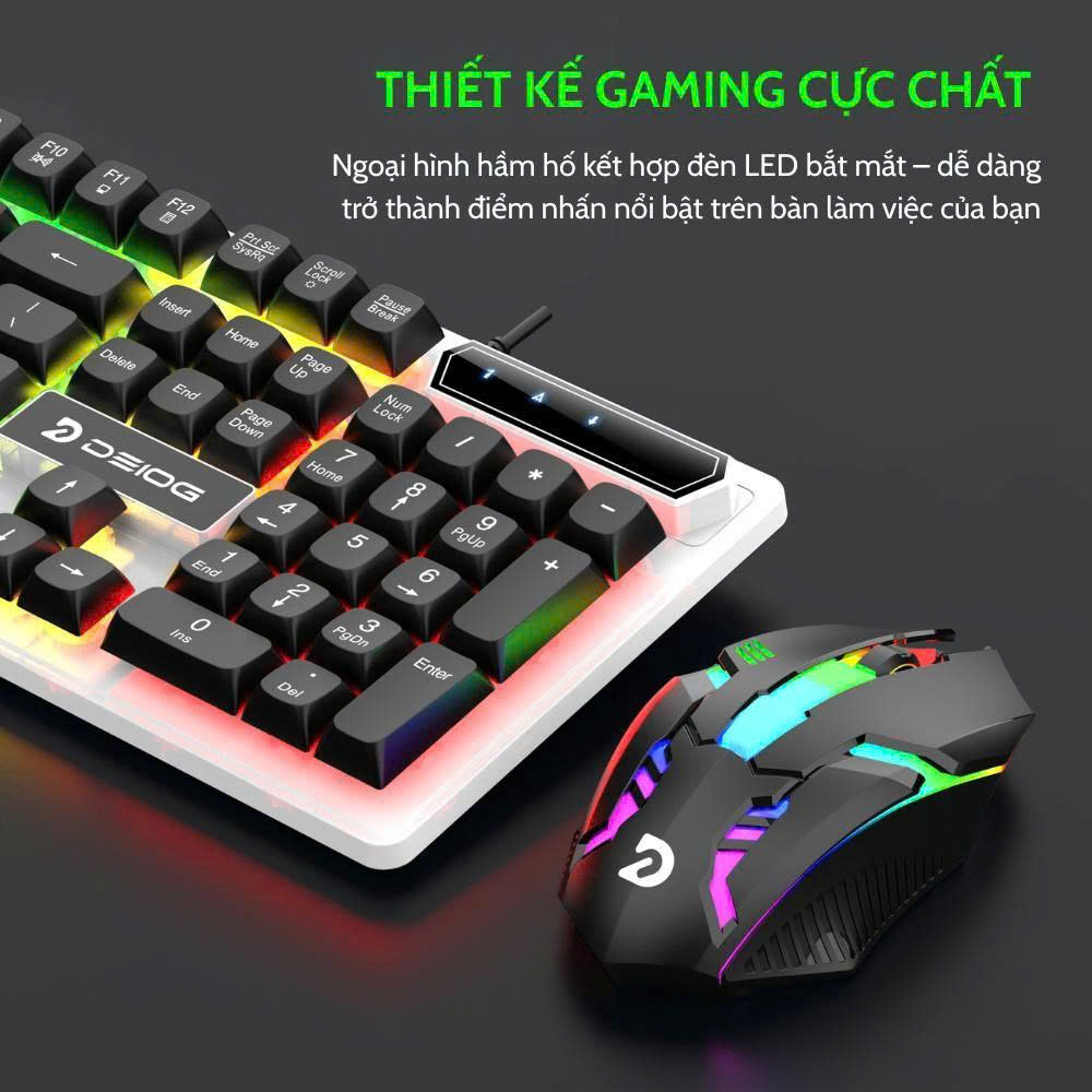 Combo phím chuột có dây DEIOG DY-911 có led siêu đẹp chính hãng