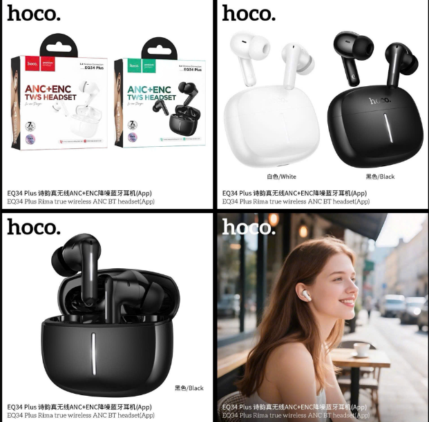Tai nghe bluetooth HOCO EQ34 Plus mẫu tai nghe airpods ANC chống ồn siêu hay