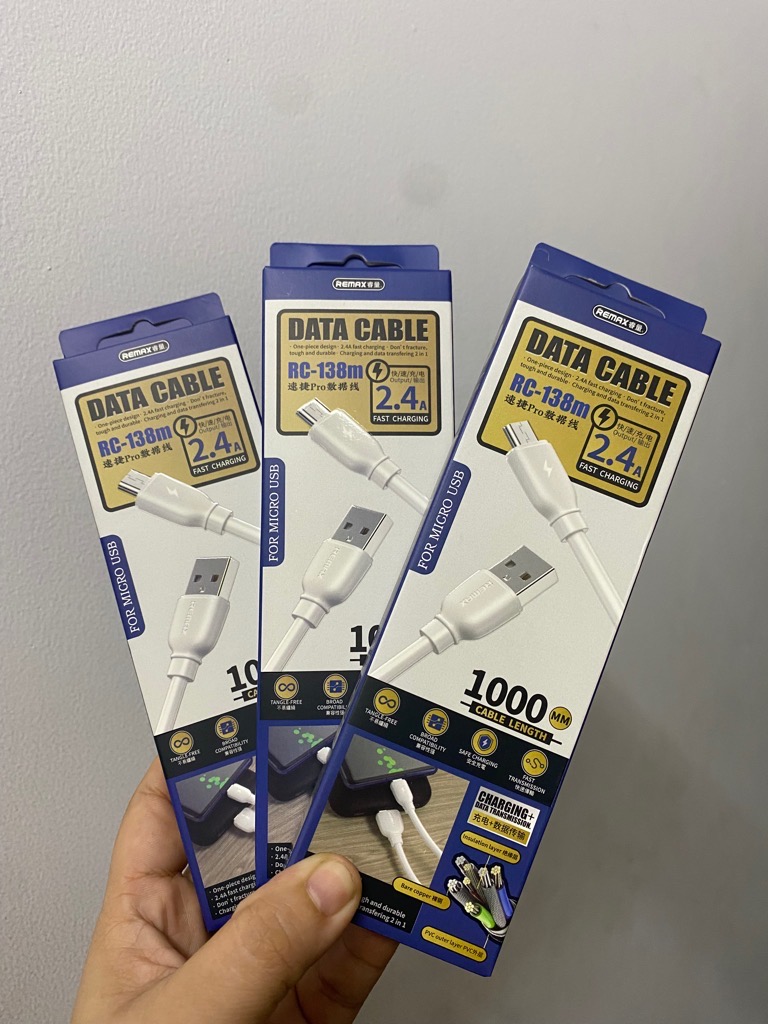 Cáp sạc nhanh samsung REMAX RC-138m chui MICRO chính hãng [BH 1 năm]