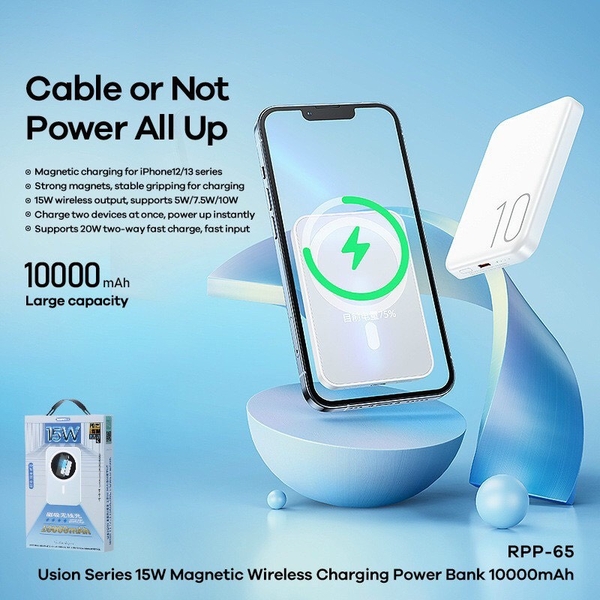 Pin sạc nhanh 22.5w không dây REMAX RPP-65 10.000mAh dự phòng chính hãng [BH 1 năm]