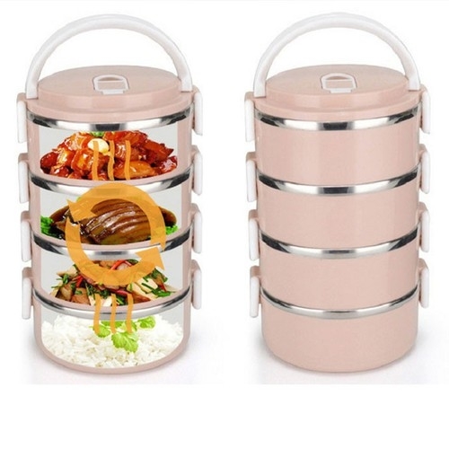 Hộp cơm giữ nhiệt 4 tầng lúa mạch cao cấp (cà men) [BH: NONE]