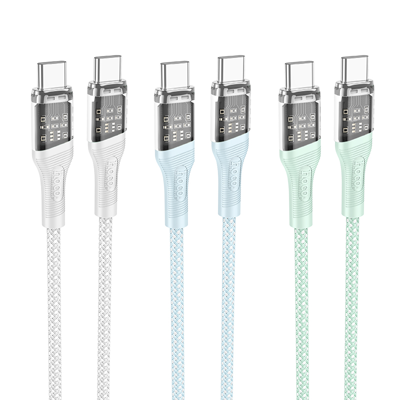 Cáp sạc nhanh 60w Hoco U111 (c-c) PD 2 đầu Type C lộ mạch chính hãng [BH 1 Năm] / pktn sale