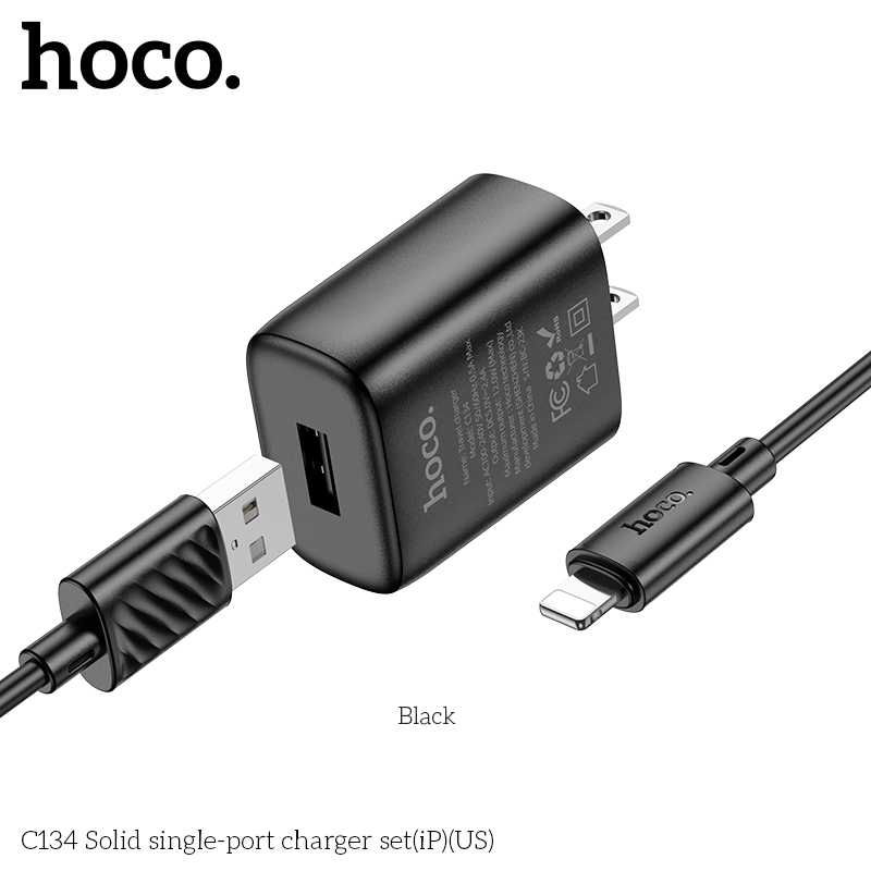 Bộ sạc 12w HOCO C134 cáp USB ra iPhone Lighting chính hãng [BH 1 Năm]