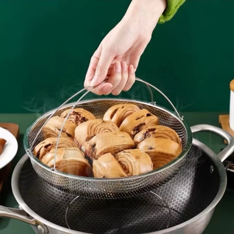 Rổ hấp đồ ăn, thực phẩm, rổ ráo nước rau củ quả SIZE 20CM có quai cầm tiện lợi [BH: NONE]