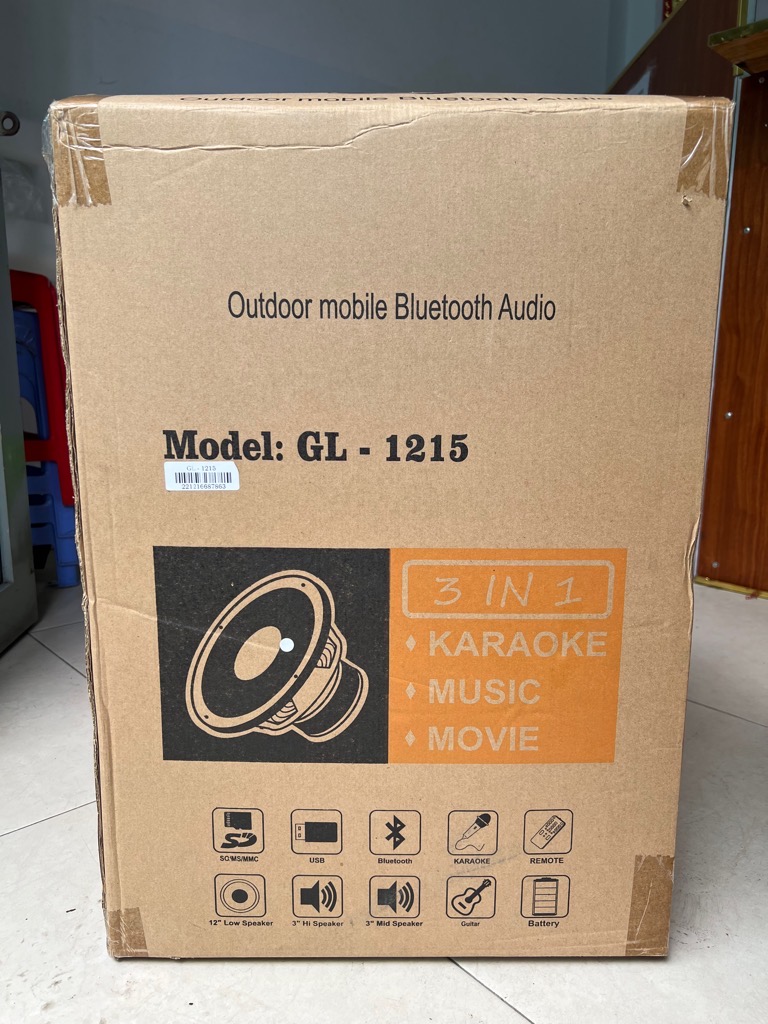 Loa kéo hát karaoke 3 tấc SOUNDBOX GL-1215 2 micro không dây chính hãng [BH: 1 năm]
