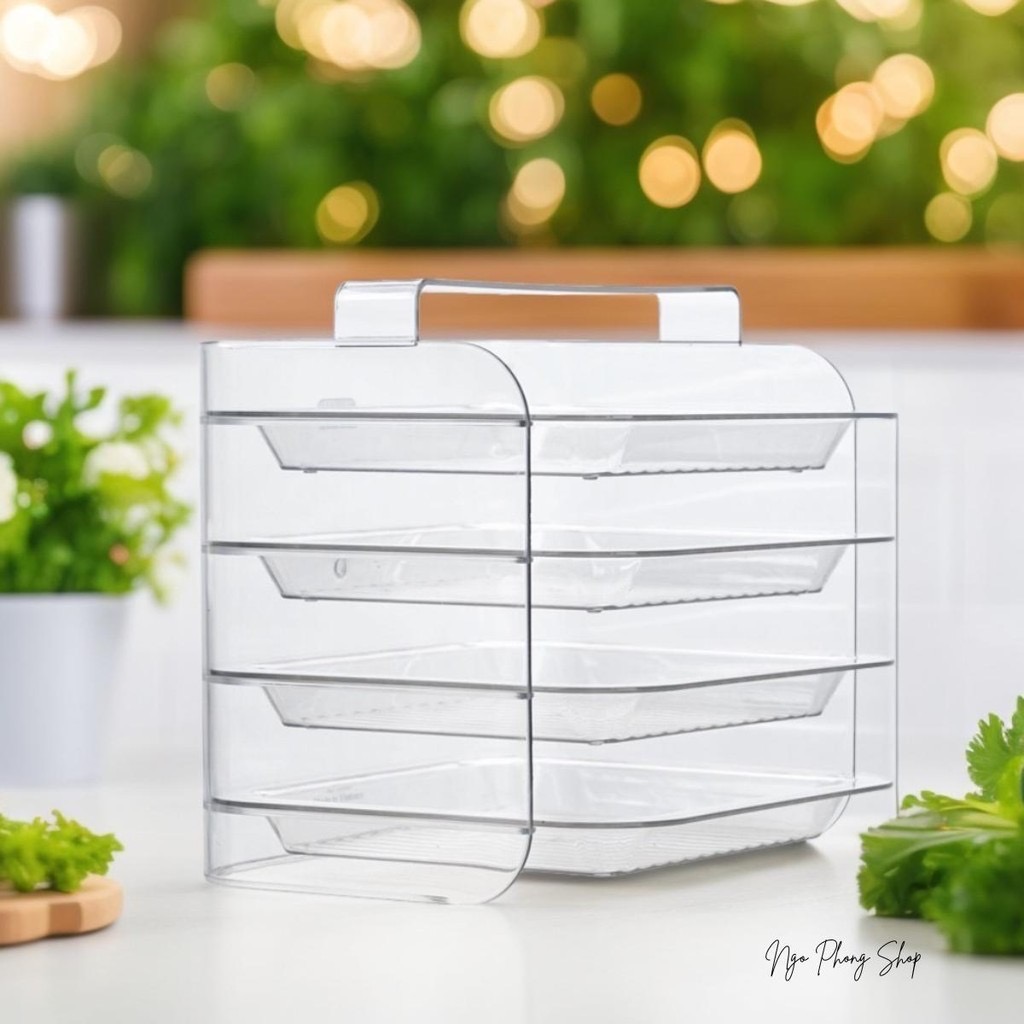 Khay đựng thực phẩm 4 tầng HKR-5599 có thể tháo rời, có quai cầm tiện lợi [BH: NONE]