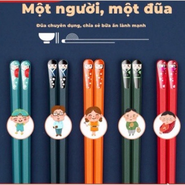 Combo 5 đôi đũa ăn gia đình Japan đa màu [BH: NONE]