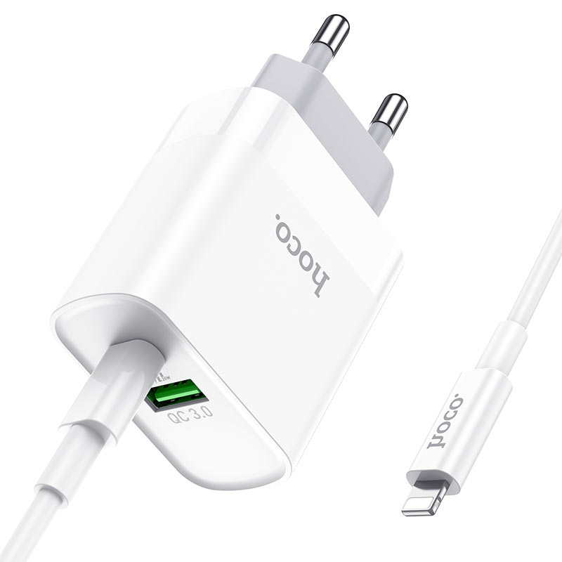 Bộ sạc nhanh 20w HOCO C80A (c-l) PD QC3.0 kèm cáp Type C ra iPhone Lightning chính hãng [BH 1 năm]