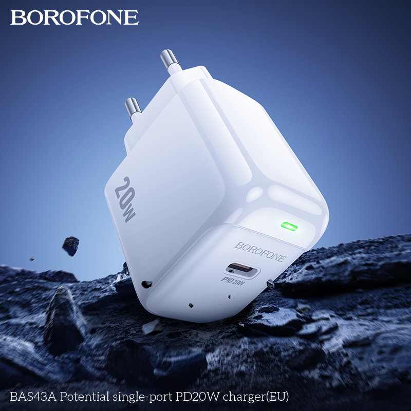 Cóc sạc nhanh 20W BOROFONE BAS43A (EU) (1 cổng Type C) chính hãng [BH 1 năm]
